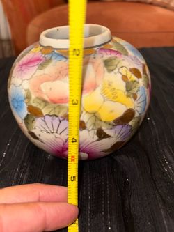 Hand-Painted Floral Porcelain Round Vase