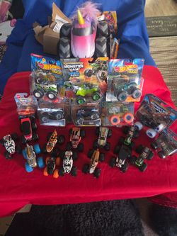 Lot of monsters trucks, monster jam.