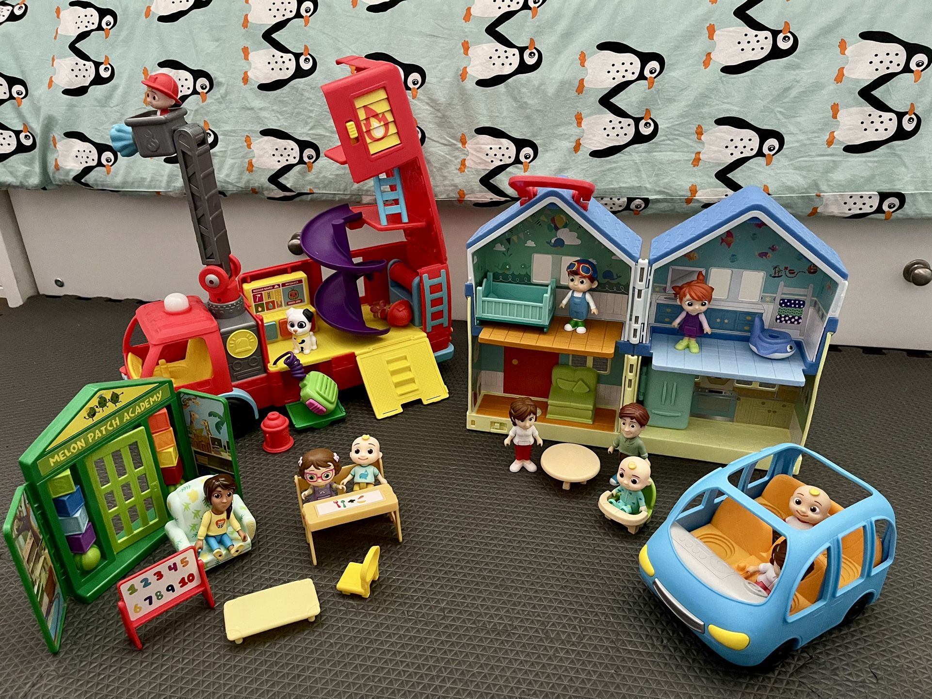 Cocomelon Toy Lot - House Car School Fire truck