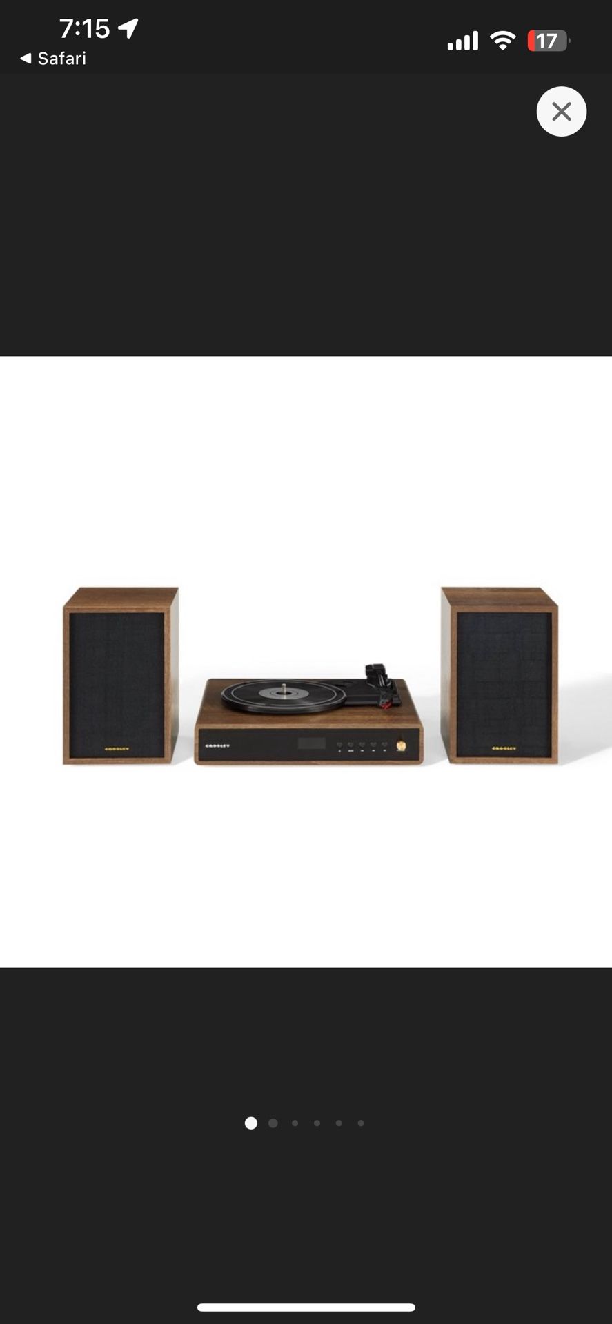 Brown Crosley Alto Record Player With  Shelf System