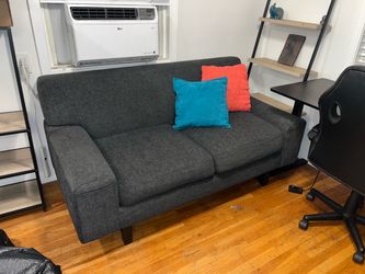 Dark Gray 2-Seater Loveseat Sofa – Modern Compact Couch