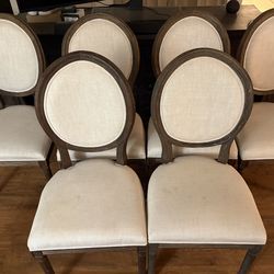 Restoration Hardware Vintage French Round Cane Back Fabric Side Chair
