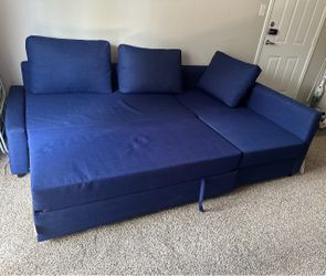 Blue Fabric Sleeper Sectional Sofa