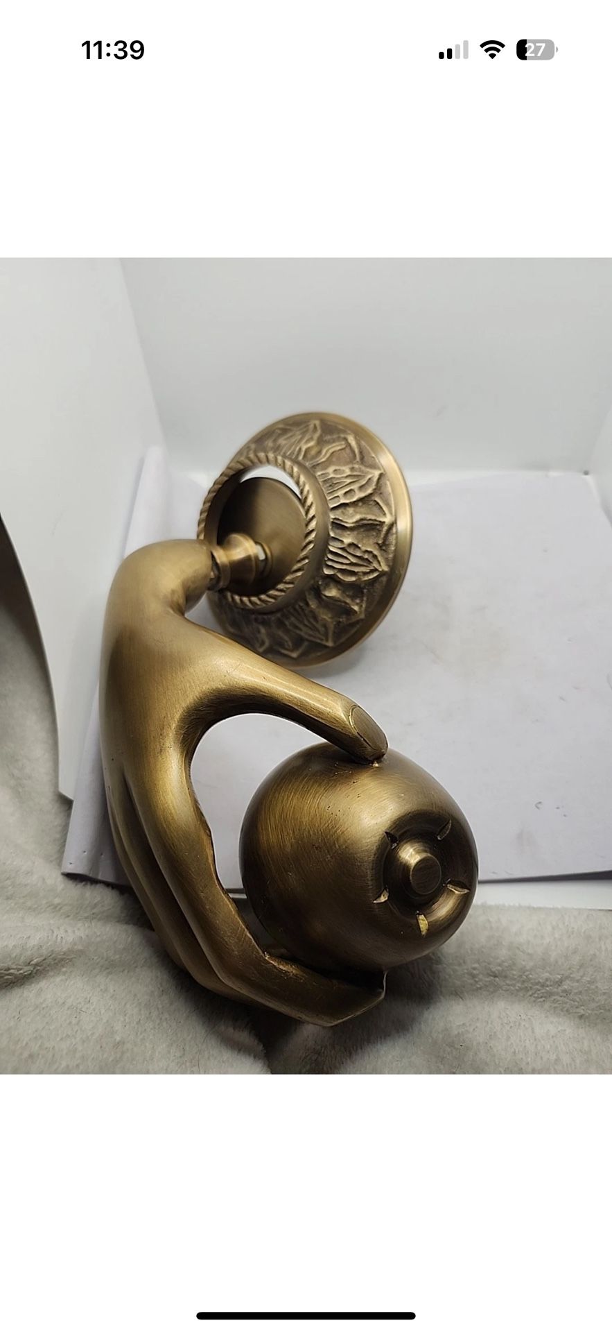 Antique Finish Hand Shape Design Handmade Decorative Solid Brass Door Knocker