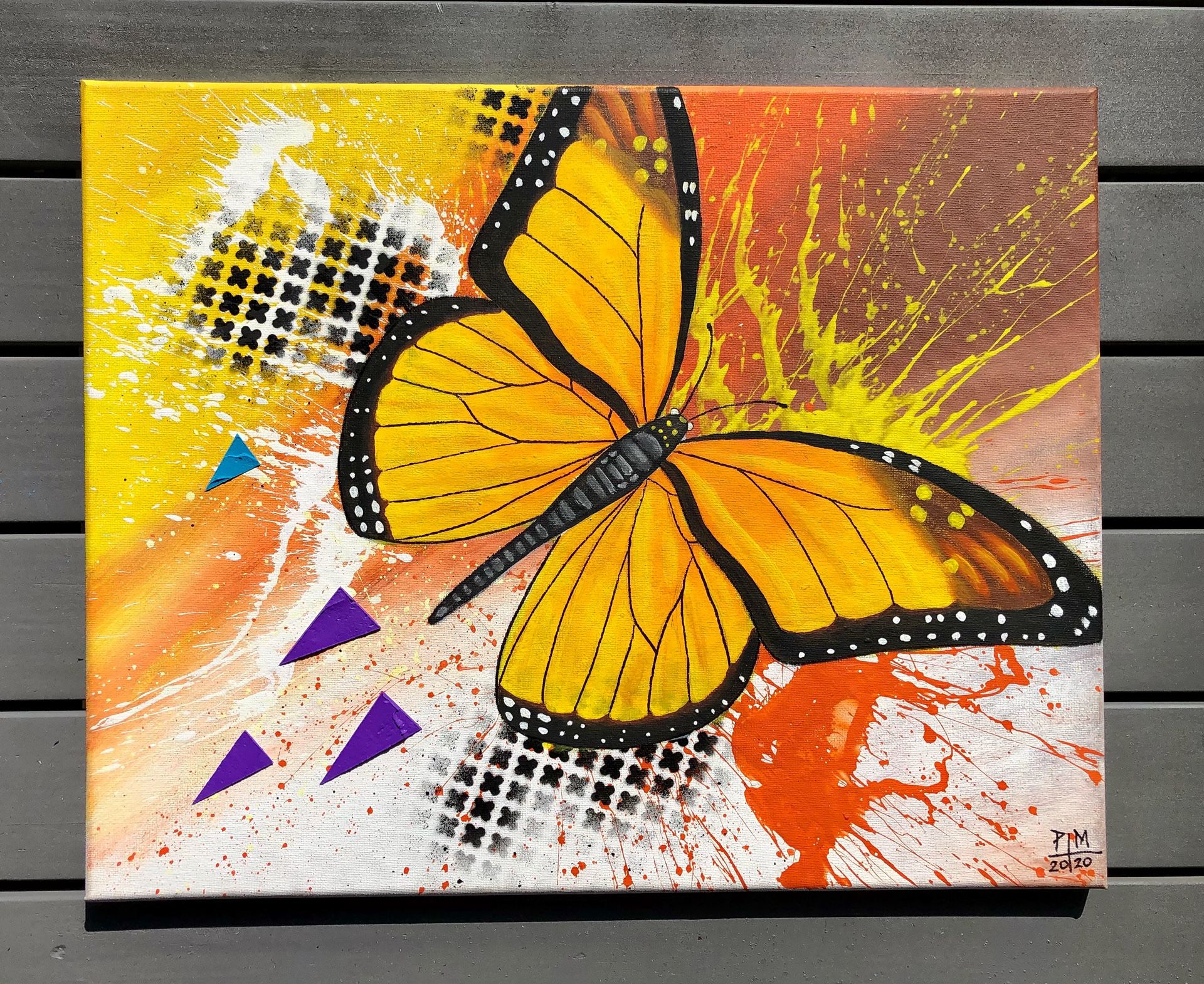 Monarch butterfly abstract painting