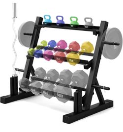 3-Tier Black Steel Dumbbell Storage Rack