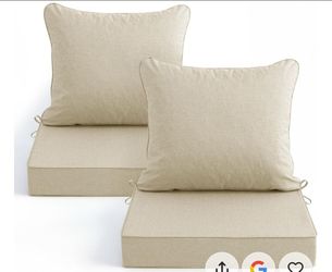 Outdoor Chair Cushion Set in Faux Linen. New