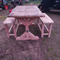 Rustic Table And benchs