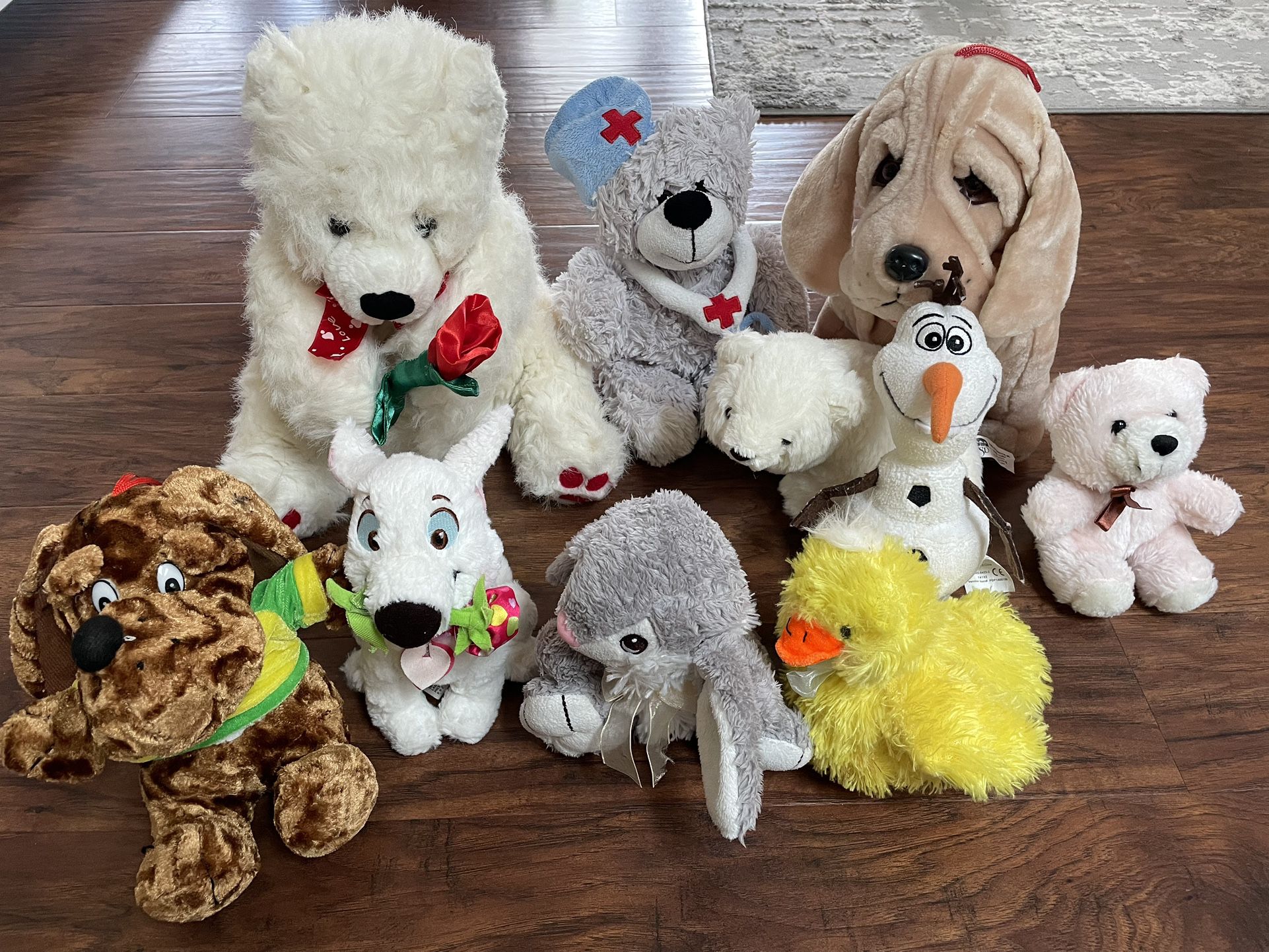 Set Of 10 Stuffed Animals Plus Toys Valentine’s Teddy Bear Dog Olaf Bunny Duck