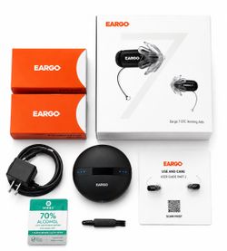 Eargo 7 OTC Hearing Aids – Tested & Working – Complete Set + NEW Mic Caps & Closed Petals
