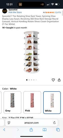7 Tier Rotating Shoe Rack Tower Spinning Shoe Display