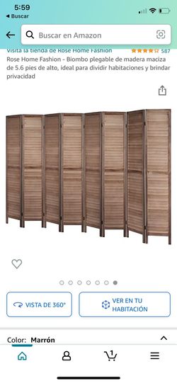 Rose Home Fashion - Biombo plegable de madera maciza de 5.6 pies de alto,  ideal para dividir habitaciones y brindar privacidad