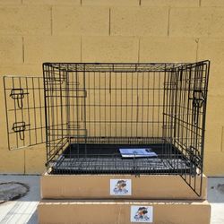 30" Foldable Double Door Dog Crate, Medium Dogs,  Easy Clean. Easy Travel,  Easy Assembly 