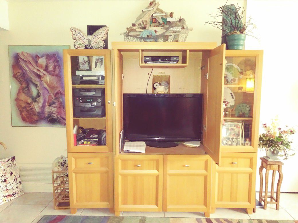 Entertainment Center in 3 separate sections