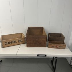 Set of 4 Vintage Solid Wood Crates
