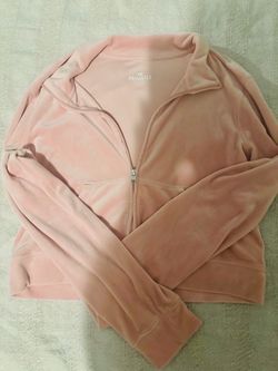 Hollister Pink Velour Zip-Up Jacket- Large