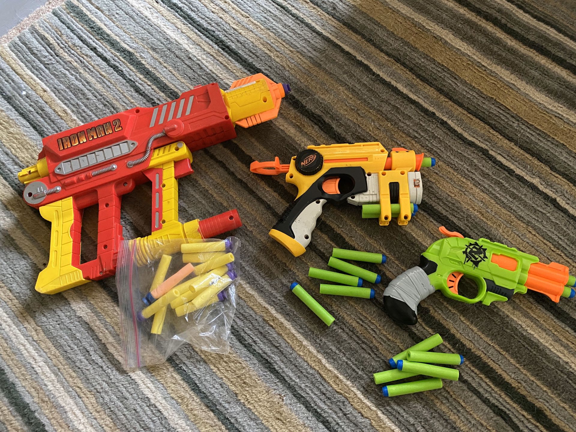 Nerf guns, lot of 3. Iron Man 2 and two others