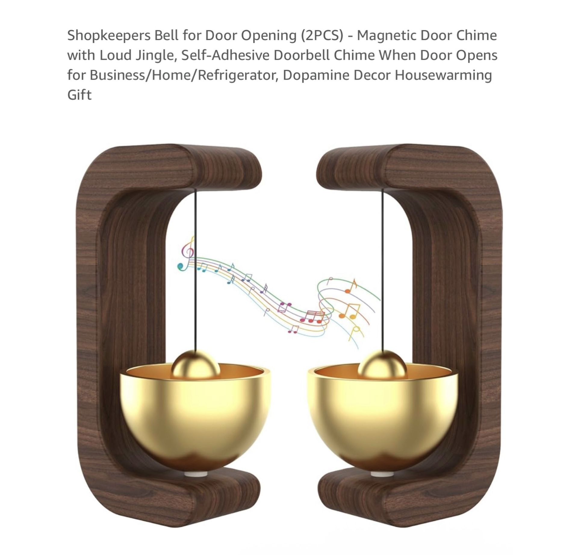 Brand new Shopkeepers Bell for Door Opening (2PCS) - Magnetic Door Chime with Loud Jingle, Self-Adhesive Doorbell Chime When Door Opens for Business/H