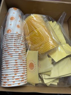 Lallisa 50 Pack 16 oz Boho Sun Disposable Coffee Cups with Lids and Sleeves Paper Drinking Cups Bulk for Hot Cold Beverage Wedding Birthday Party Supp