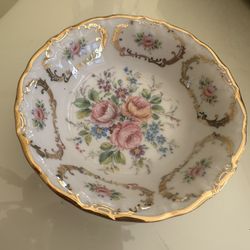 Vintage Kleiber Bavaria Floral 22ct Gold Bowl Made In Germany