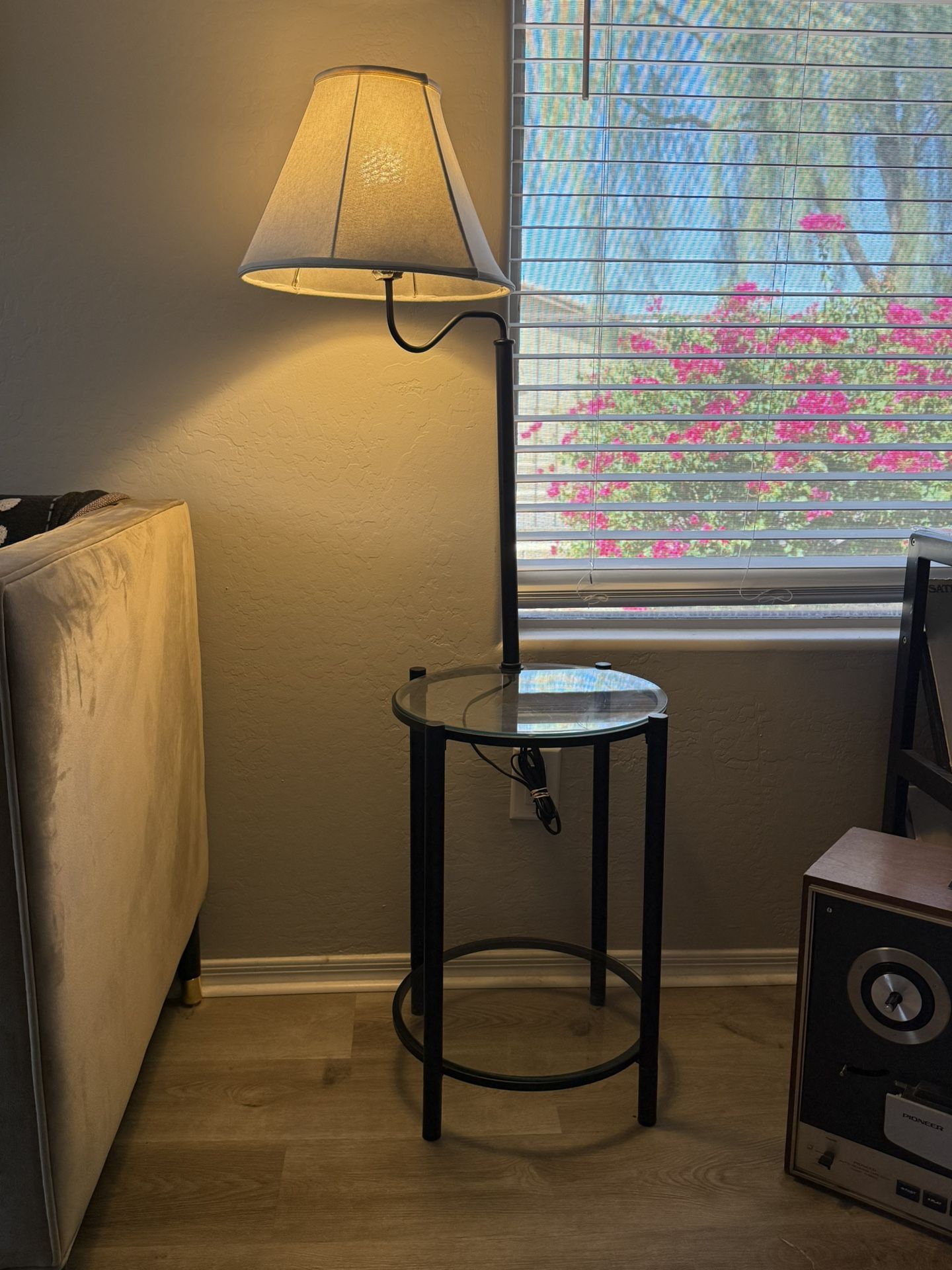 Antique Style Standing Lamp W/ Glass Shelves