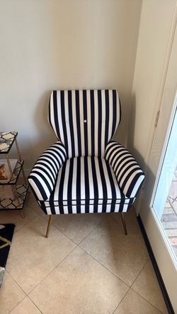 2 Black White Stripe Armchairs