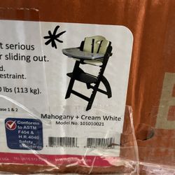 Abiie High Chair Mahogany + White  