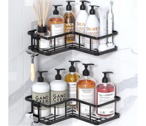 Black Corner Shower Shelf Set of 2