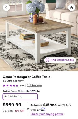 Rectangular white beach coffee table - Original $560- Like New