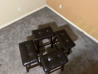 Set of 4 Faux Leather Counter Bar Stools dark brown and Good Condition