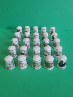 Vintage Franklin Mint 1981 WWF World Wildlife Thimbles Porcelain Set Of 25.