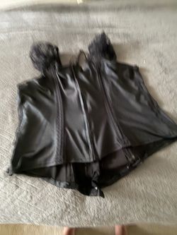 Black Faux Leather Zip-Up Tank