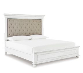 New-White Wood Bed Frame with Tufted Headboard / Footboard