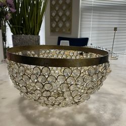 Gold Rim Beaded Decorative Bowl