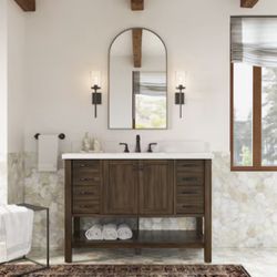 Brand New allen + roth Kingscote 48-in Espresso Undermount Single Sink Bathroom Vanity with White Engineered Stone Top