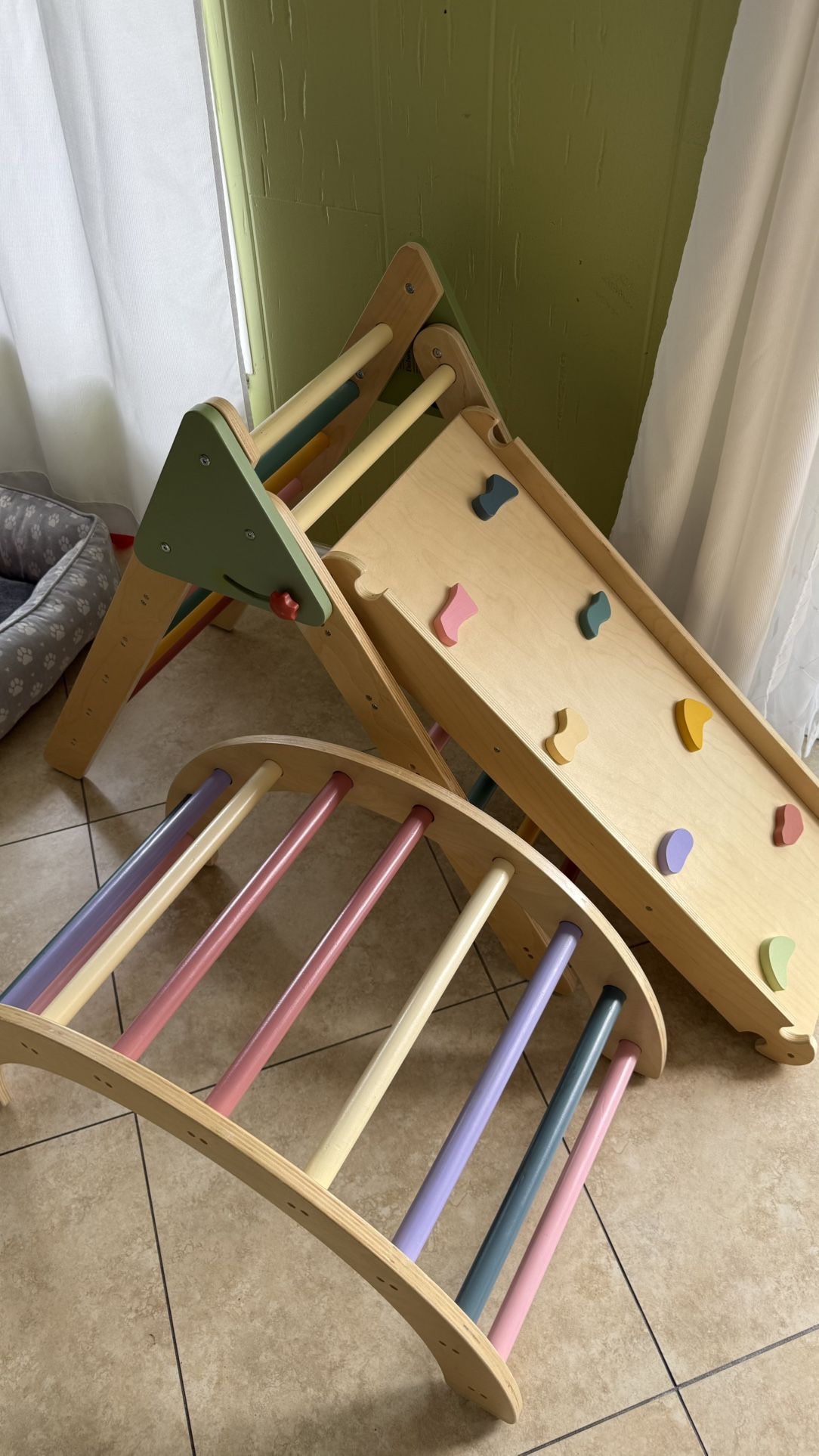 Pikler Triangle Set 7 in 1 Wooden Climbing