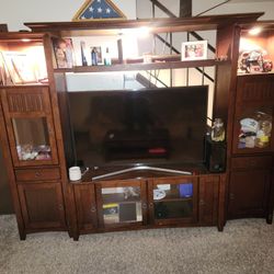 Cherry Wood Wall Entertainment Center 
