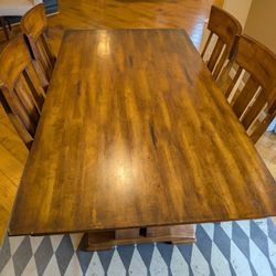 Wood Dining Table & 5 Chairs