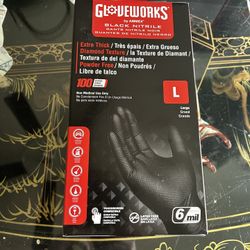 Large GLOVEWORKS Medium Duty Black Nitrile Gloves