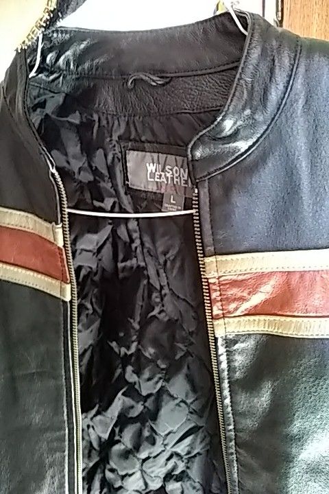 Boys large Wilson leather biker jacket