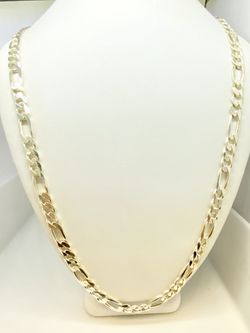Heavy Solid Sterling Silver .925 Figaro Diamond Cut Chain Necklace 8mm 30" Inches