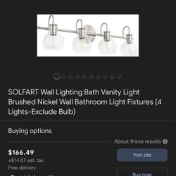 SOLFART Wall Lighting Bath Vanity Light Brushed Nickel Wall Bathroom Light Fixtures (4 Lights-Exclude Bulb)