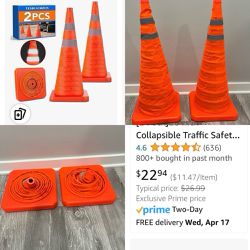 2 Pk Collapsible Safety Cones 