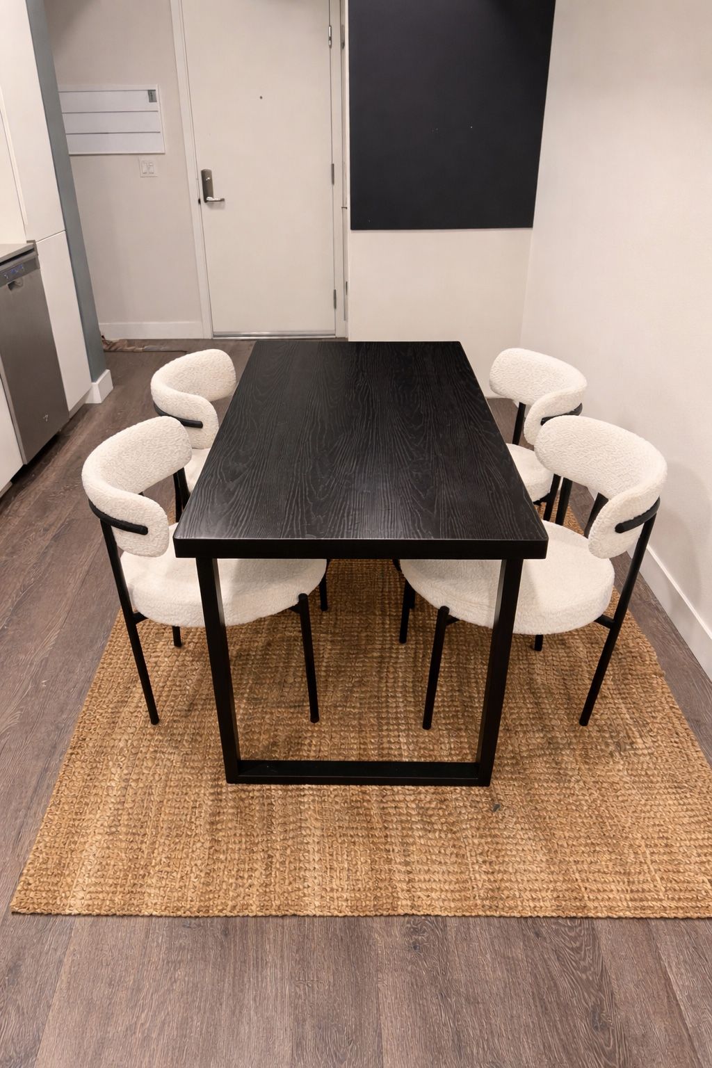 Solid Wood Dining Table – Modern Black – Like New