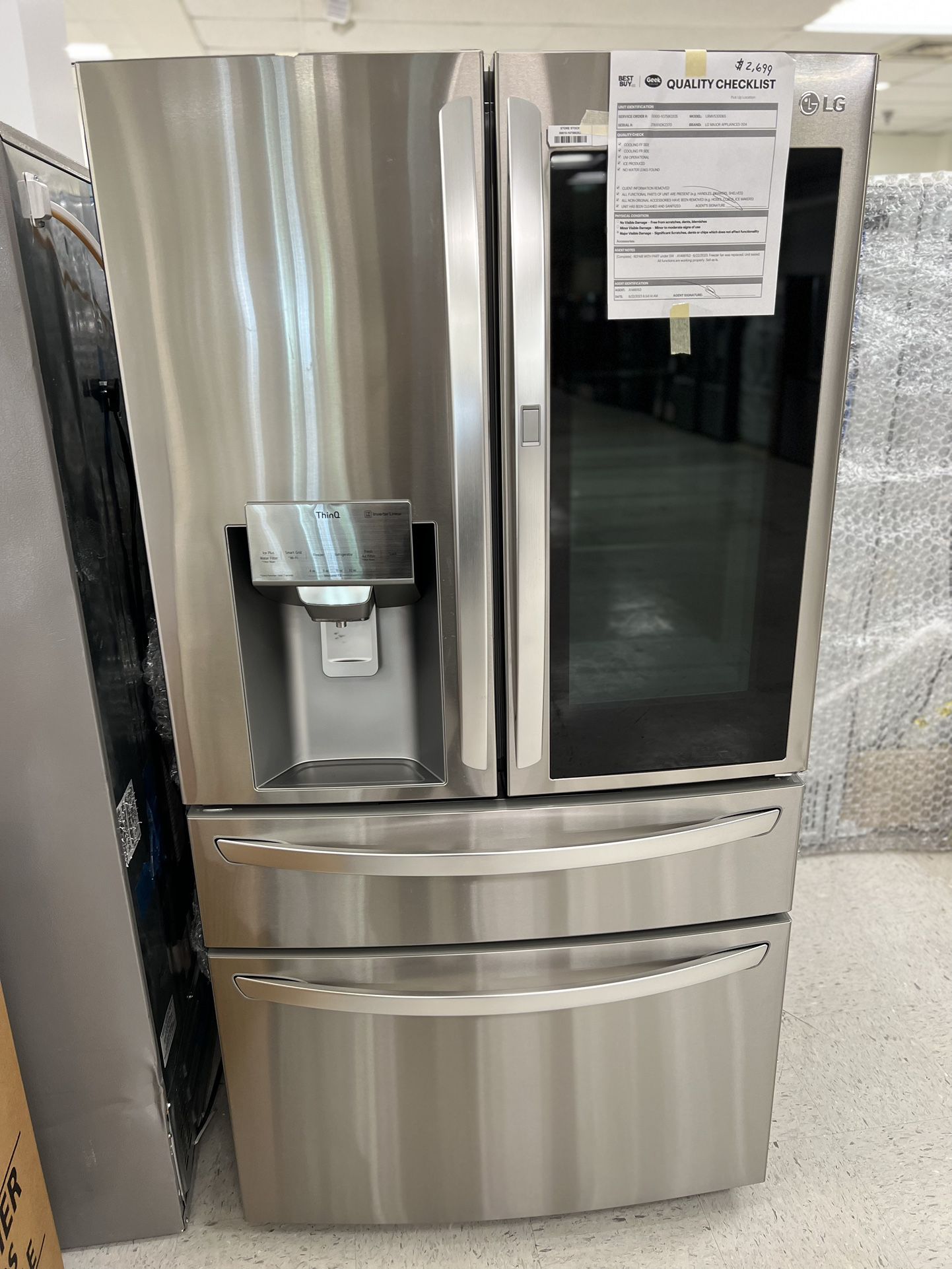 New Scratch And Dent Refrigerator 36” W French Door 4 Door Stainless Steel 