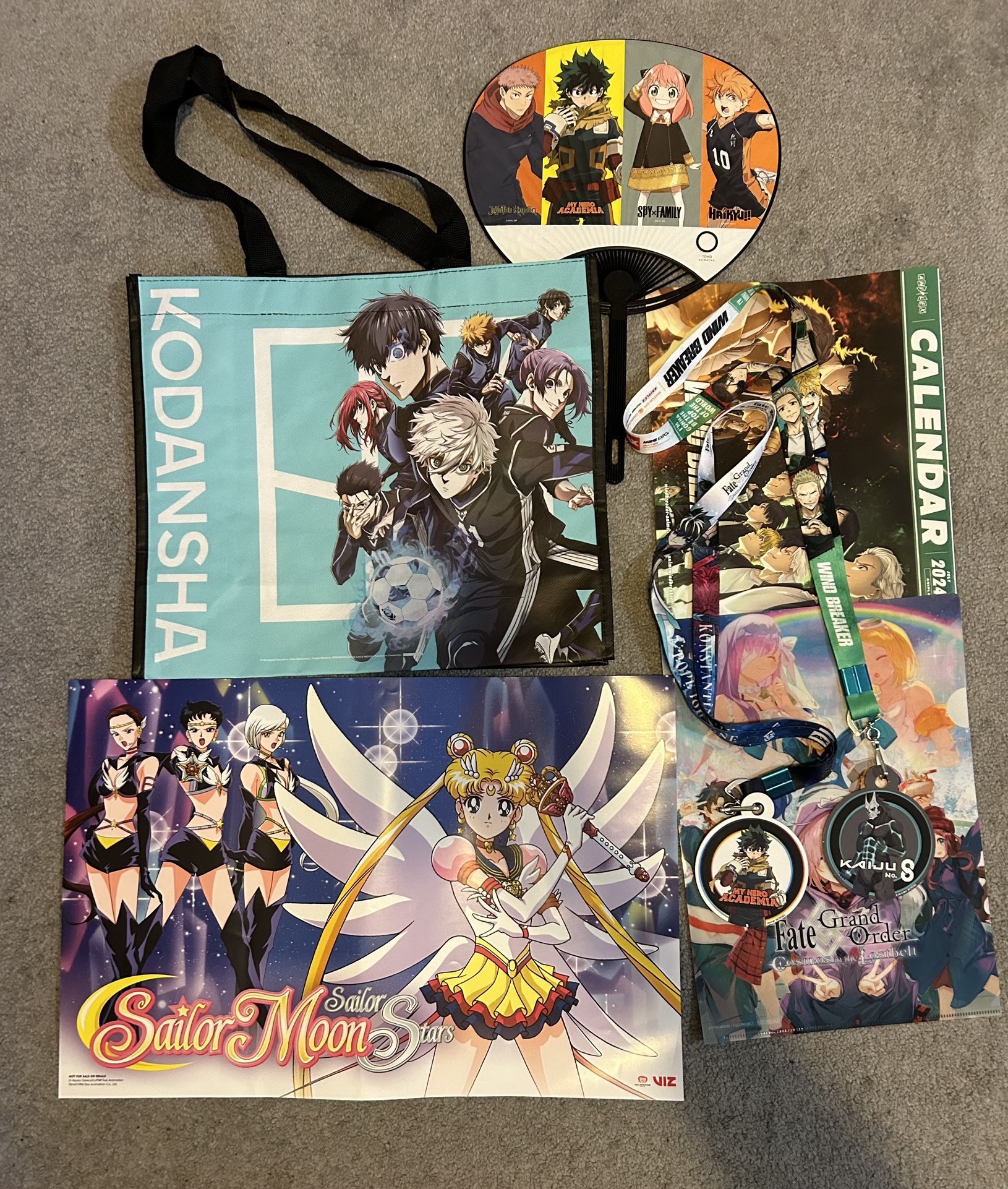 Anime Expo 2024 Exclusive Lot Kodansha Tote Bag, Sailor Moon Poster, Lanyard