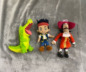 Disney Jr. Jake and the Never Land Pirates Plush Lot- Tic Toc Croc/Jake/Hook