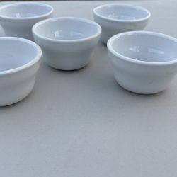 Set of 5 Corelle White Porcelain Ramekins – Sauce / Dessert Bowls