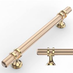 16 Pack Knurled Gold Cabinet Pulls Kitchen Cabinet Handles Brushed Brass 
