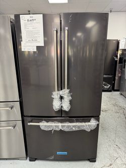 KitchenAid 36” 25 cu.ft black stainless steel refrigerators with internal water and ice